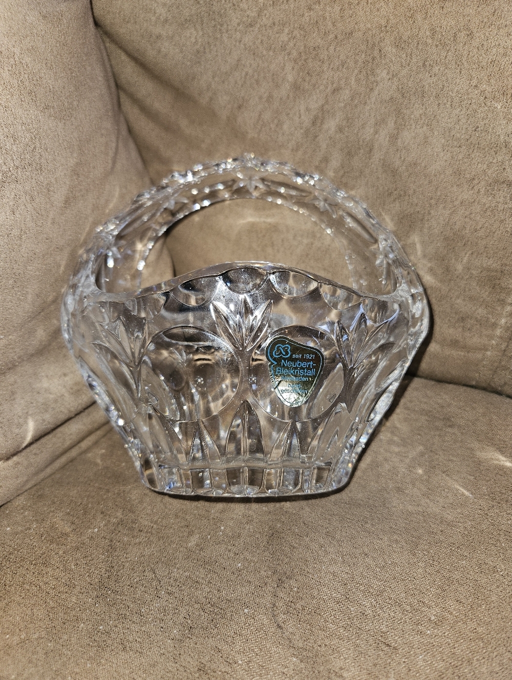 Neubert Bleikristall Cut Crystal Basket - Approx. 5"x5", No Chips/Cracks